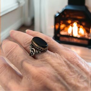 Antique onyx/silver ring